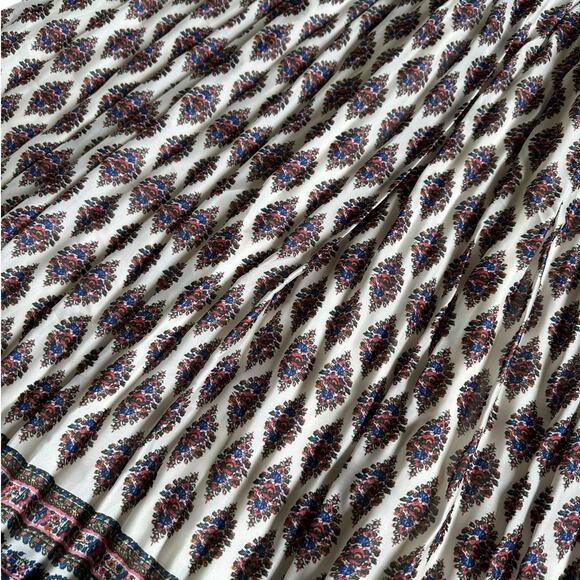 MADEWELL Cream Pink Floral Pleated Midi Skirt Women's Size 10 Preppy Colorful - Picture 3 of 9